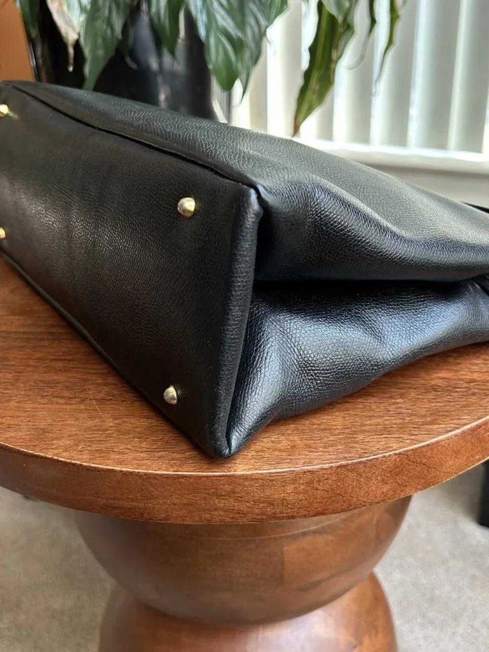 VERSACE Starburst Leather Tote, Black